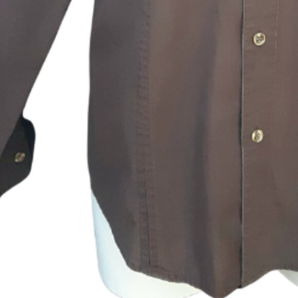 Perry Ellis SZ M Chocolate Brown Cotton Men's LS Cargo Shirt - Picture 9 of 15